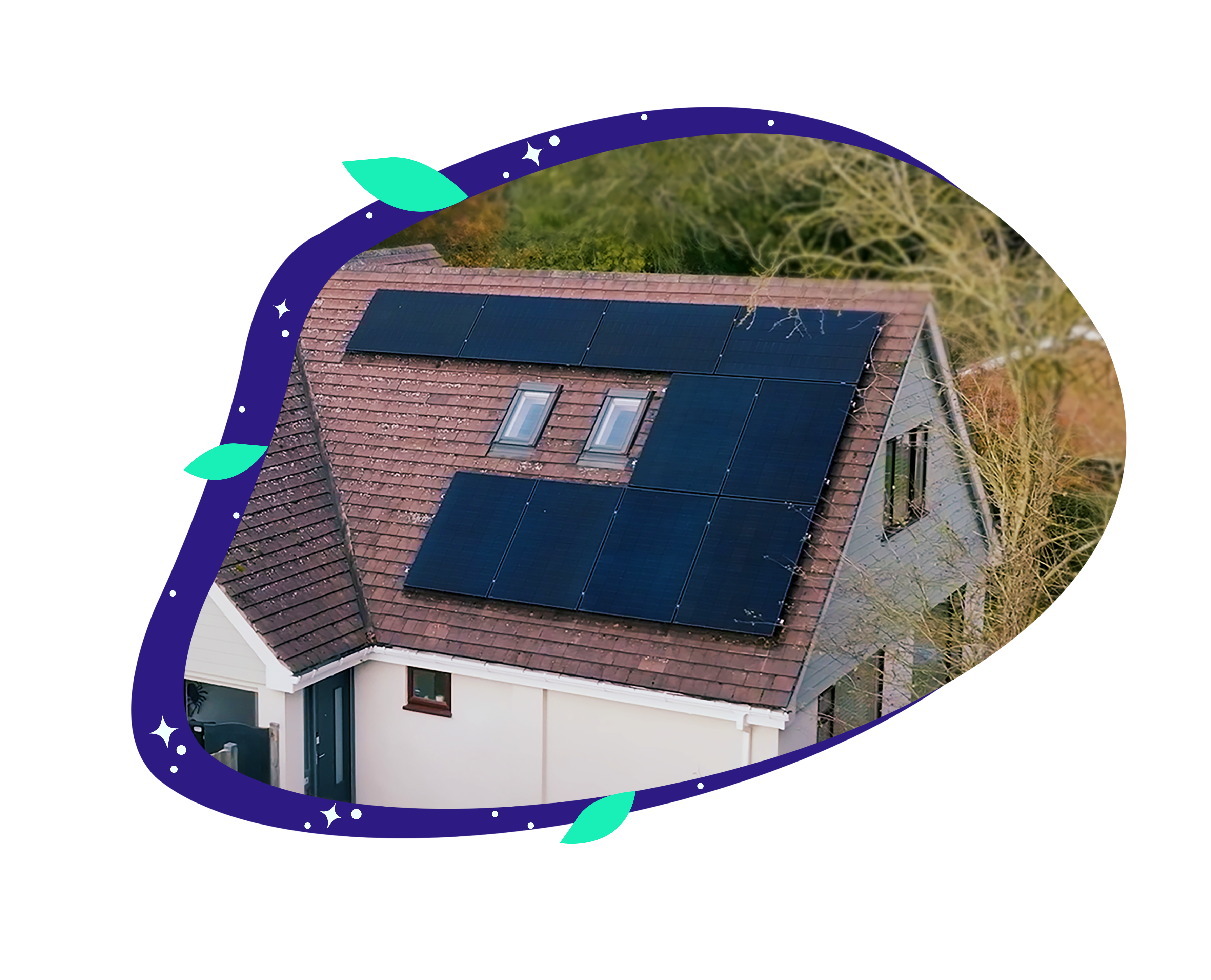 House roof with solar panels
