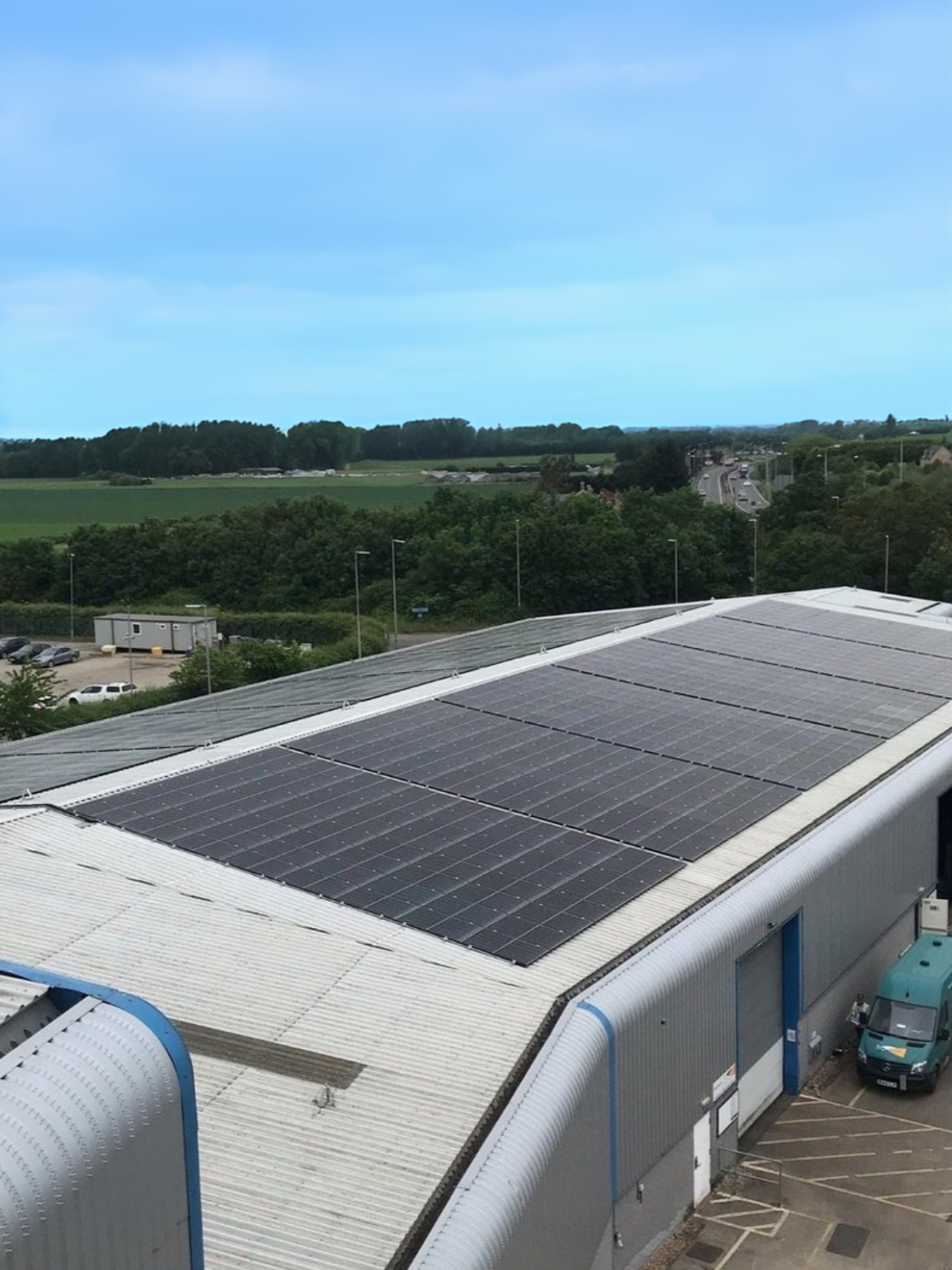 Roof-mounted solar at Frontier’s site in Sandy, Bedfordshire